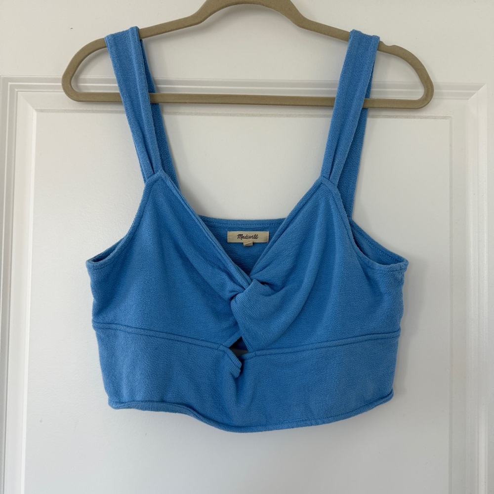 Madewell Blue Twist Detail Crop Top